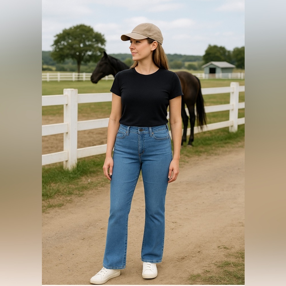 NYDJ Not Your Daughters Tummy Tuck Jeans Blue Bootcut Stretch P400L Size 8P